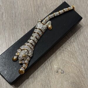 vintage Elegant Gold and Silver Tiger Bracelet